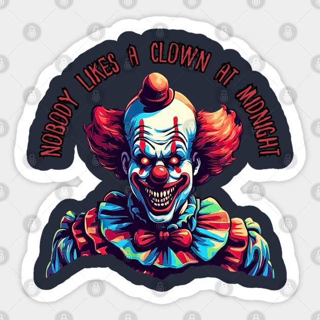 Nobody likes a clown at midnight Sticker by DystoTown